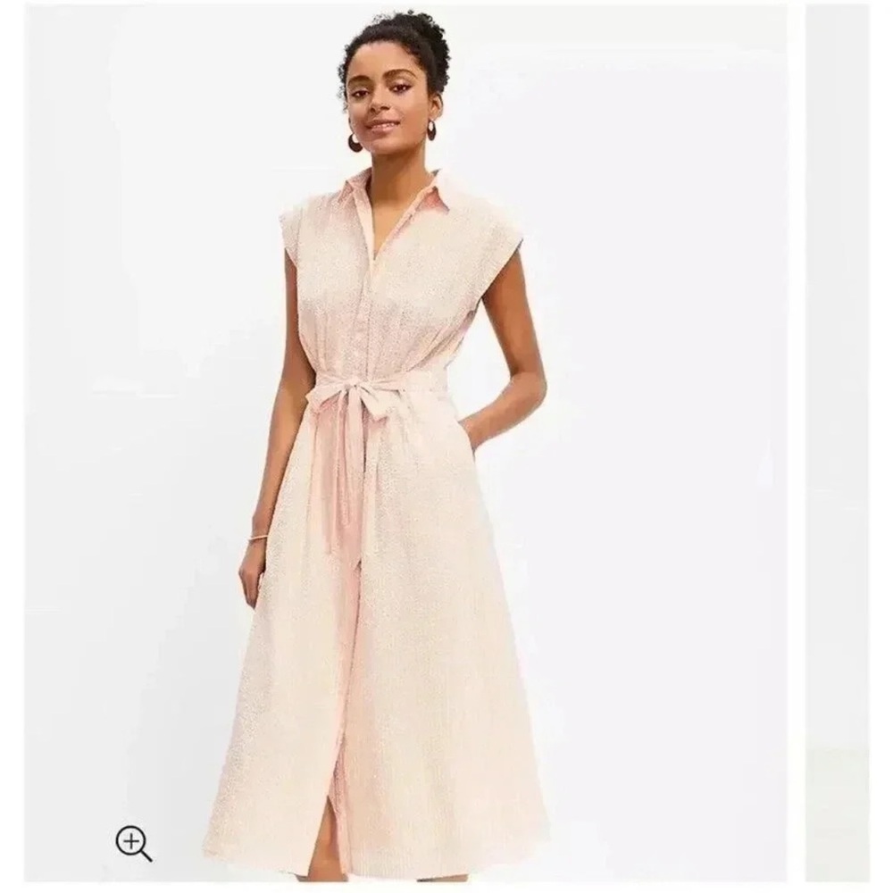 Sleeveless Shirtwaist Midi Dress in Light Blush